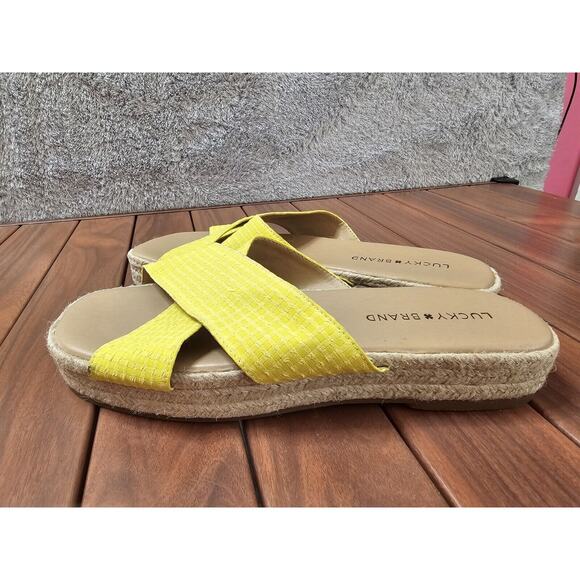 NEW Lucky Brand Gayte Yellow Espadrille Slide‎ Sandals 8.5 B(M) - Picture 3 of 4